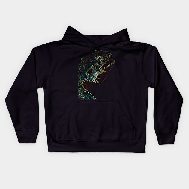 leguan, colored leguan Kids Hoodie by hottehue